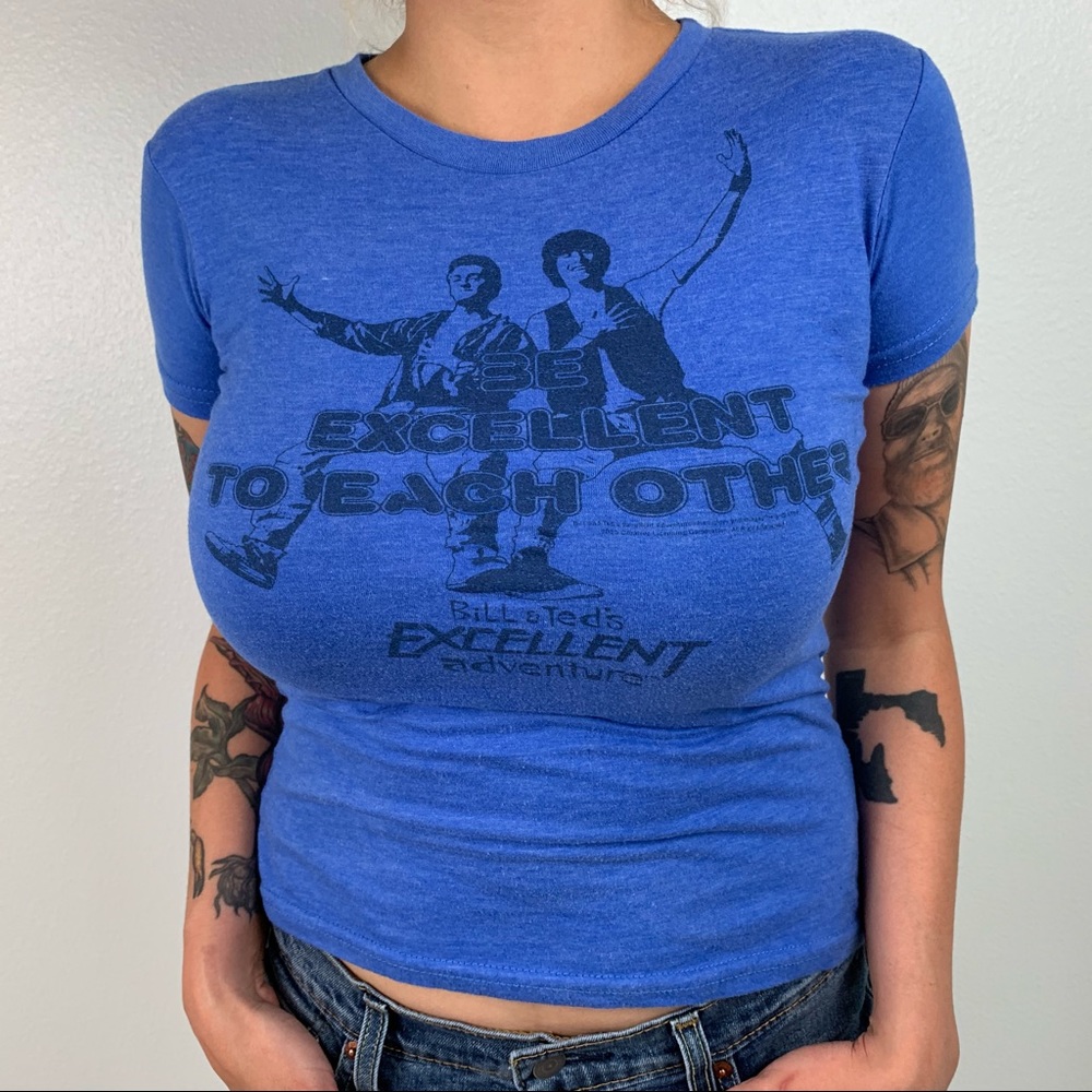 Bill and Ted Small blue T-Shirt crop top